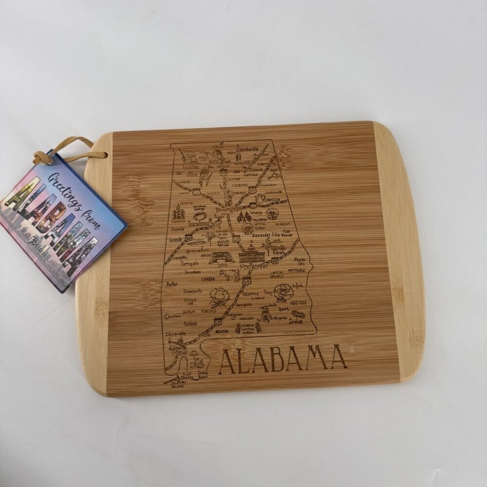 Totally Bamboo A Slice of Life Alabama State Serving Cutting Board 11” X 8.75”